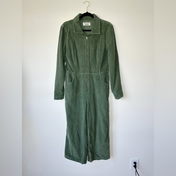 Reformation Carolina Corduroy Jumpsuit Green Retro Classic Organic Size 10 - Picture 2 of 5
